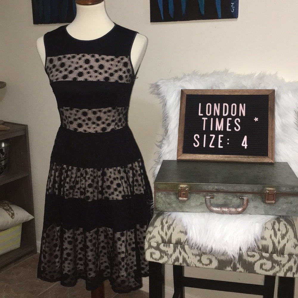Black lace London Times dress size 4